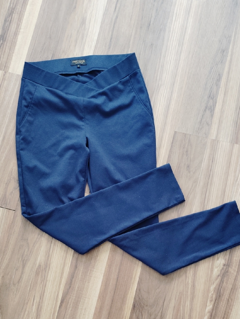 Blue Crossover Waist Leggings